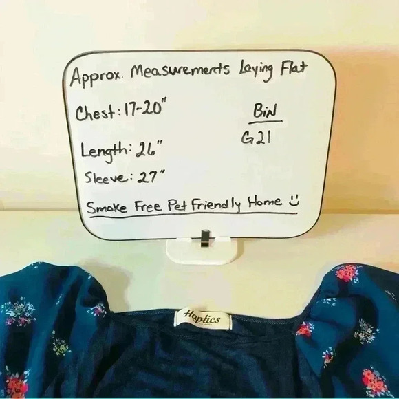 Haptics Boutique Navy Baby Doll Floral Raglan Sleeves and Square Neck size Small - Picture 11 of 11